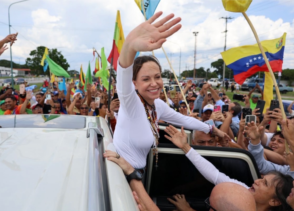 María Corina Machado, líder opositora, en su retorno a Venezuela; octubre de 2026